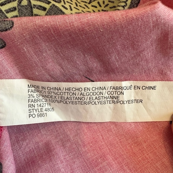 Eloquii Plus Size Pink and Black Floral Cold Shoulder Top - Picture 6 of 7